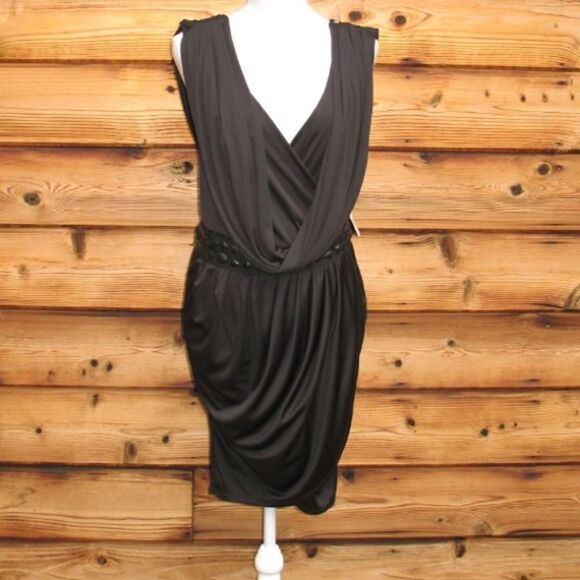 NWT Black Grecian Jersey Dress - Picture 2 of 8